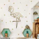 Flaman Doré Tableau Mural haut de gamme en bois noir du style origami géométrique fabrication artisanale – Image 2