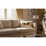 Coussin rectangulaire noir haut de gamme en velours de qualité supérieure motif brodé cheval noir de style vintage – Image 2