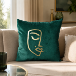 Coussin carrée en noir motif Women Face doré – Image 5