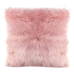 Coussin en fausse fourrure haut de gamme carrée en rose de qualité supérieure de style vintage