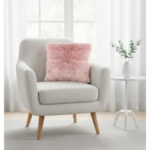 Coussin en fausse fourrure haut de gamme carrée en rose de qualité supérieure de style vintage – Image 2
