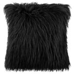 Coussin en fausse fourrure haut de gamme carrée en noir de qualité supérieure de style vintage