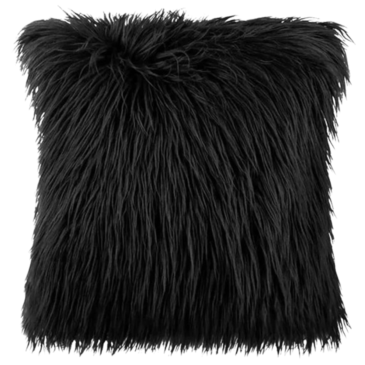 ARH 7232 Coussin en fausse fourrure haut de gamme carrée en noir de qualité supérieure de style vintage – Image 1