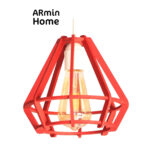 Suspension design Armin Home rouge en bois Suspension ajourée en lamelles de bois de style vintage fabrication artisanale T1