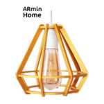 Suspension design Armin Home doré en bois Suspension ajourée en lamelles de bois de style vintage fabrication artisanale T1