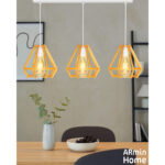 Suspension design Armin Home doré en bois Suspension ajourée en lamelles de bois de style vintage fabrication artisanale T1 – Image 3