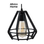 Suspension design Armin Home noir en bois Suspension ajourée en lamelles de bois de style vintage fabrication artisanale T1