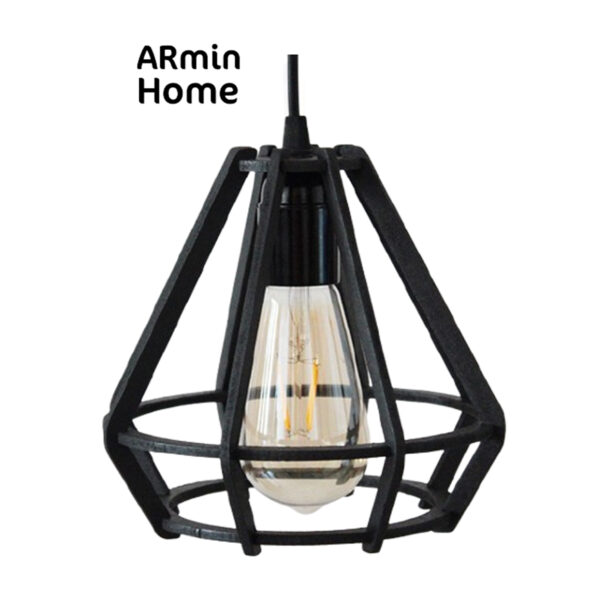Suspension design Armin Home noir en bois Suspension ajourée en lamelles de bois de style vintage fabrication artisanale T1