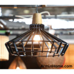 Suspension design Armin Home noir en bois Suspension ajourée en lamelles de bois de style vintage fabrication artisanale T4 – Image 2