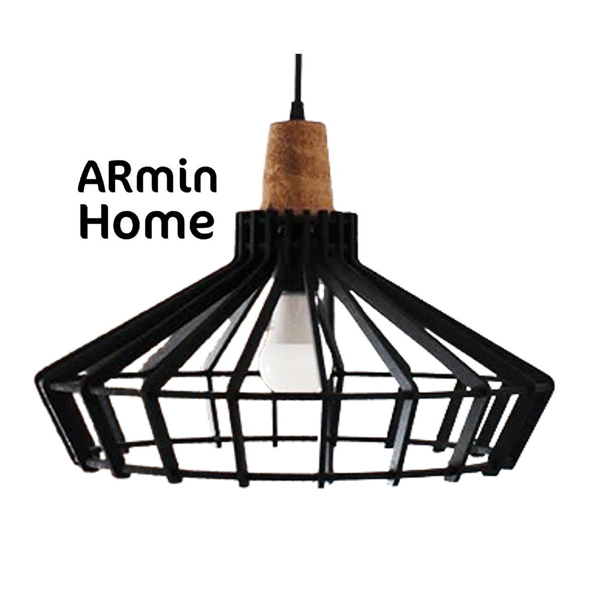 ARH 8021 Suspension design Armin Home noir en bois Suspension ajourée en lamelles de bois de style vintage fabrication artisanale T4 – Image 1