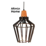 Suspension design Armin Home noir en bois Suspension ajourée en lamelles de bois de style vintage fabrication artisanale T3