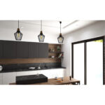 Suspension design Armin Home noir en bois Suspension ajourée en lamelles de bois de style vintage fabrication artisanale T3 – Image 2