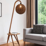 Lampadaire boule avec table haute gamme en marron de style vintage de la Collection Grand Classique N° 16 – Image 2