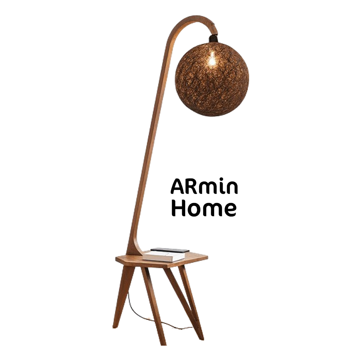 ARH 9016 Lampadaire boule avec table haute gamme en marron de style vintage de la Collection Grand Classique N° 16 – Image 1