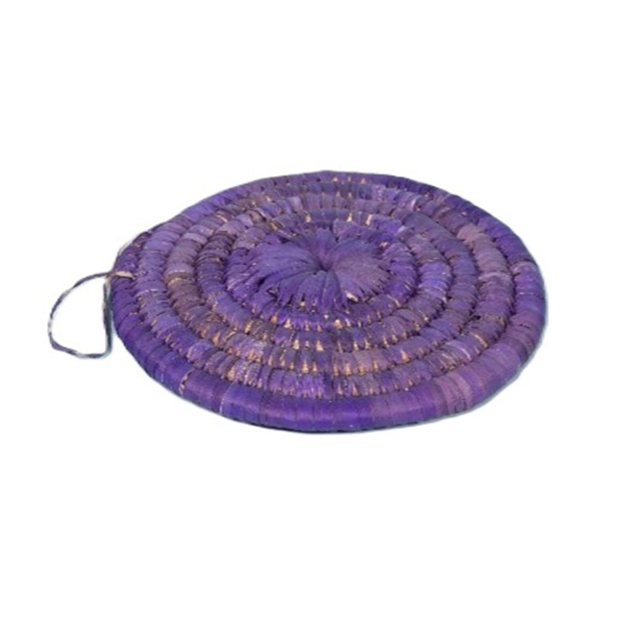 ARZ 1013 Dessous de plat D 23 rustique rond en couleur bleu tissé à la main en fibre naturelle de palmier – Image 1