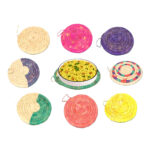 Dessous de plat D 23 rustique rond en couleur rose tissé à la main en fibre naturelle de palmier – Image 2