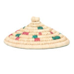 Couvre-plat alimentaire design cloche fait main tressée en fibre naturelle de palmier Bicolor  motif arabesque MM