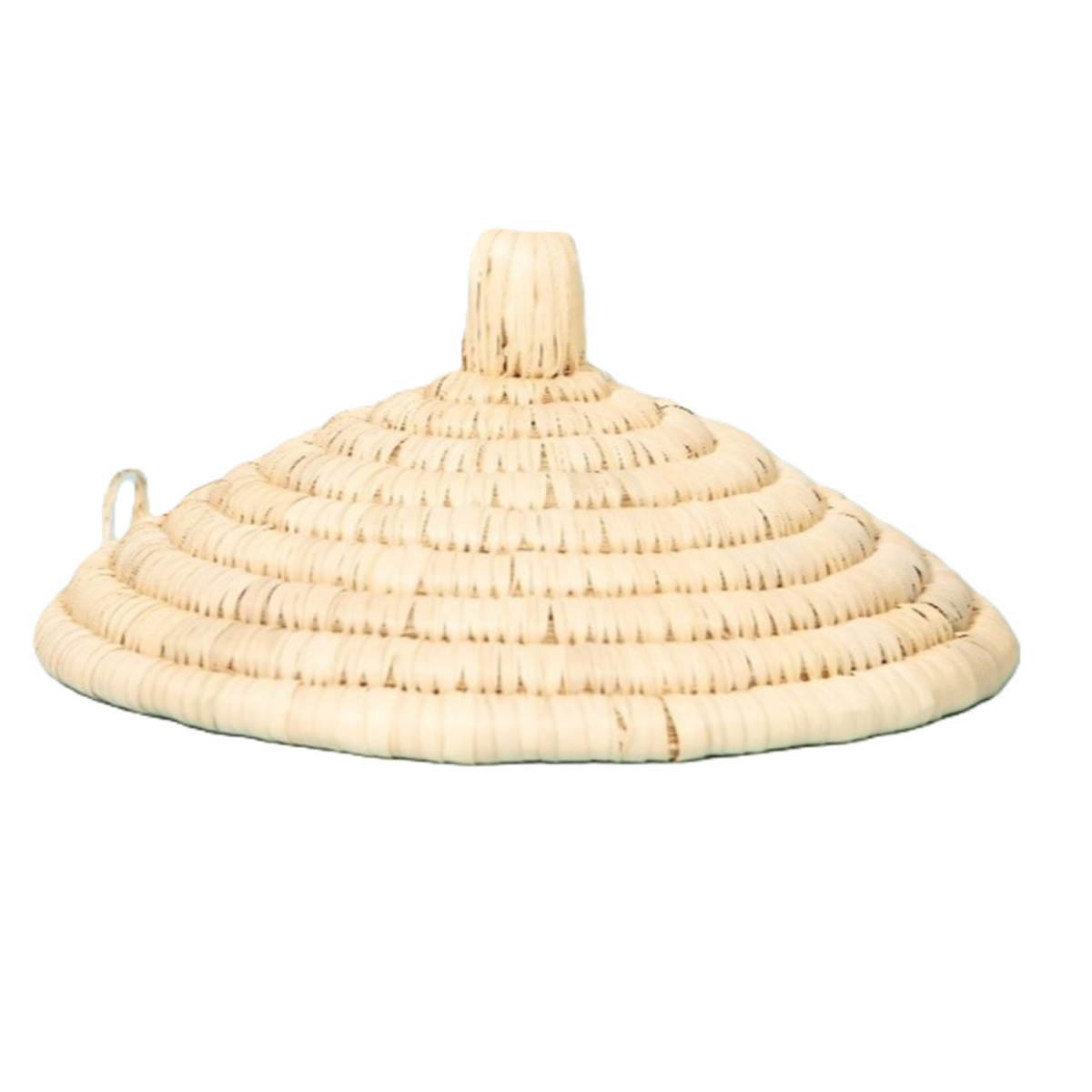 ARZ 1316 Couvre-plat alimentaire design cloche fait main tressée en fibre naturelle de palmier En couleur nature MM – Image 1