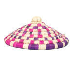 Couvre-plat alimentaire design cloche fait main tressée en fibre naturelle de palmier Bicolor  motif arabesque MM
