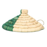 Panier de rangement rustique ajouré rond tressée à la main en fibre de palmier naturelle Bicolor  PM