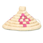 Panier de rangement rustique ajouré rond tressée à la main en fibre de palmier naturelle Bicolor  PM