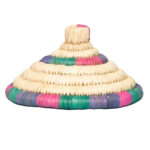 Panier de rangement rustique ajouré rond tressée à la main en fibre de palmier naturelle Bicolor  PM