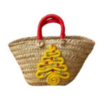 Mini couffin cadeau de Noël haut de gamme motif festif en fibre de palmier fait main FMM 2510