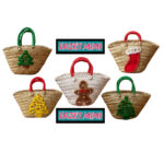 Mini couffin cadeau de Noël haut de gamme motif festif en fibre de palmier fait main FMM 2510 – Image 3