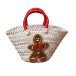 Mini couffin cadeau de Noël haut de gamme motif festif en fibre de palmier fait main FMM 2511