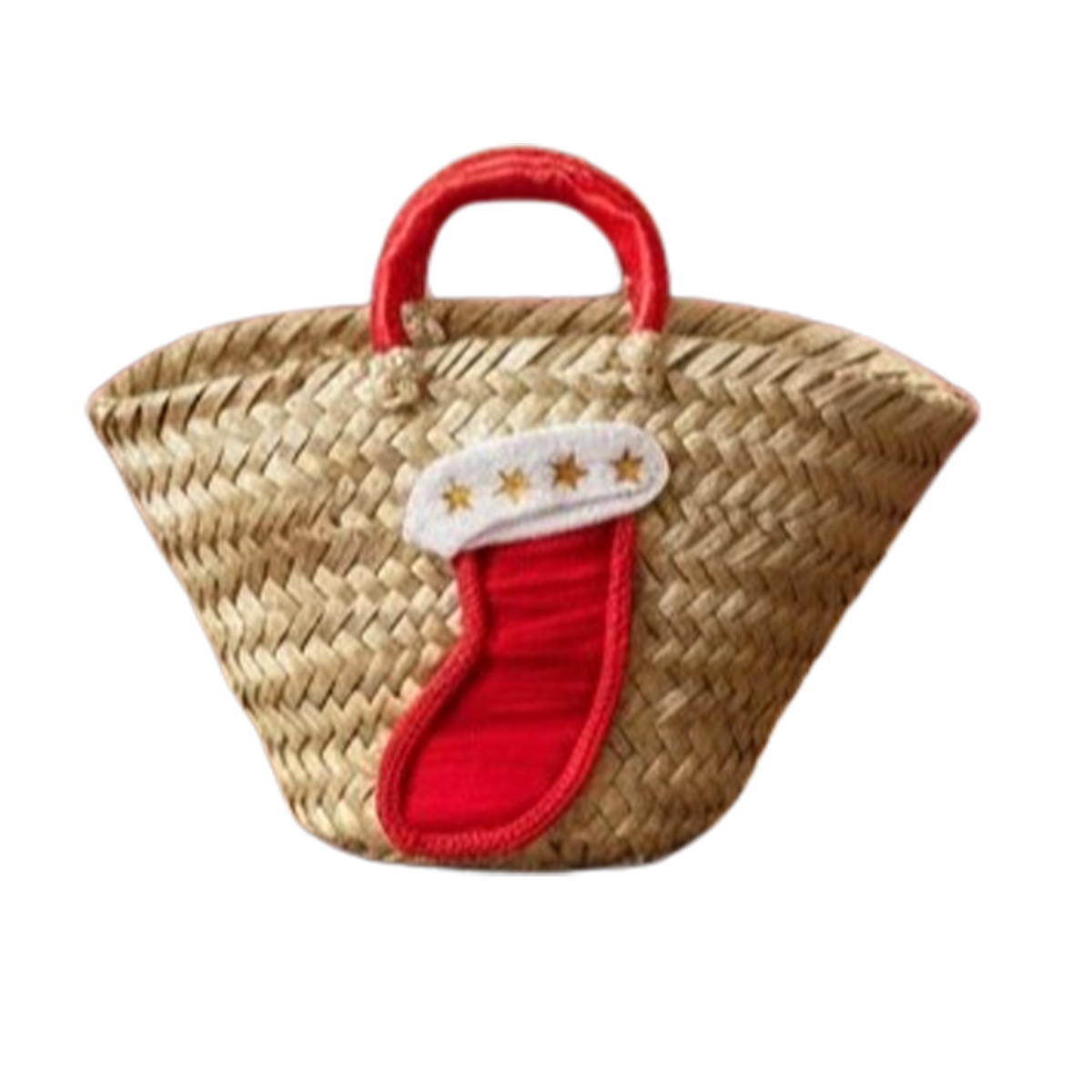 FMM 2512 Mini couffin cadeau de Noël haut de gamme motif festif en fibre de palmier fait main FMM 2512 – Image 1