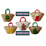 Mini couffin cadeau de Noël haut de gamme motif festif en fibre de palmier fait main FMM 2513 – Image 3