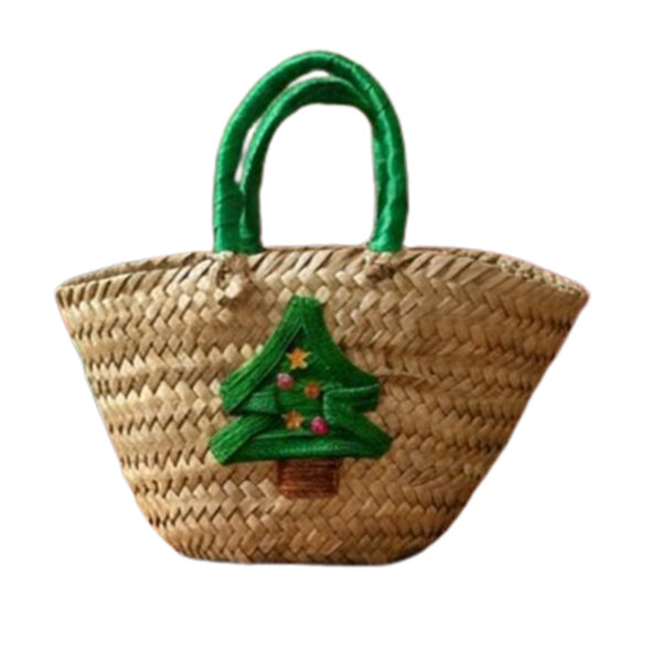 Mini couffin cadeau de Noël haut de gamme motif festif en fibre de palmier fait main FMM 2514