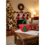 Mini couffin cadeau de Noël haut de gamme motif festif en fibre de palmier fait main FMM 2515 – Image 2