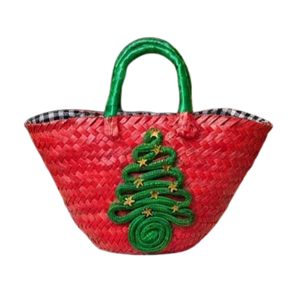 FMM 2515 Mini couffin cadeau de Noël haut de gamme motif festif en fibre de palmier fait main FMM 2515 – Image 1