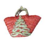 Mini couffin cadeau de Noël haut de gamme motif festif en fibre de palmier fait main