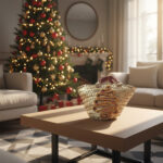 Mini couffin cadeau de Noël haut de gamme motif festif en fibre de palmier fait main – Image 2