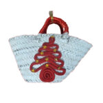 Mini couffin cadeau de Noël haut de gamme motif festif en fibre de palmier fait main