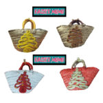 Mini couffin cadeau de Noël haut de gamme motif festif en fibre de palmier fait main – Image 3
