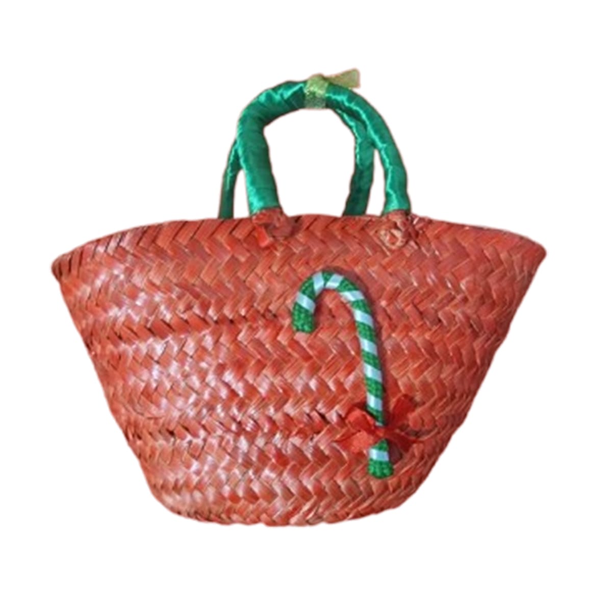 FMM 2521 Mini couffin cadeau de Noël haut de gamme motif festif en fibre de palmier fait main – Image 1