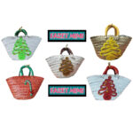 Mini couffin cadeau de Noël haut de gamme motif festif en fibre de palmier fait main – Image 3