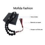 Coffret cadeau haut de gamme * Chapelet Amber de 33 perles avec éléments en argent au design unique et magnifique, signé Mofida Fashion – Image 3