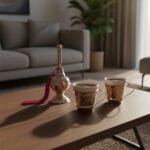 Coffret cadeau haut de gamme duo plaisir 3 pièces * Service à café design arabesque en fine porcelaine et du cuivre martelé fait à la main – Image 2