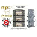 Pack de 4 Pièces: 3 Boite de Rangement Vêtement T1 et 1 Organisateur Suspendu double face avec 6 poches de rangements à Sac à Main – Image 2