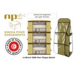 Pack de 4 Pièces: 3 Boite de Rangement Vêtement T1 et 1 Organisateur Suspendu double face avec 6 poches de rangements à Sac à Main – Image 2