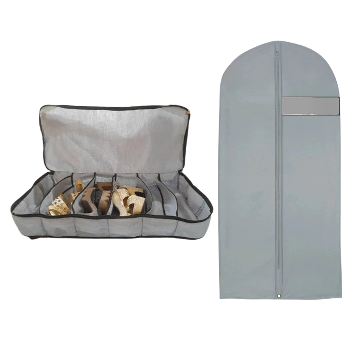 NPR 8920 Pack de 2 Pièces: 3 Boite de Rangement Pour chaussures pour 6 paires et Housse Vêtement pour Robes de mariée Robe de soirée T4 – Image 1