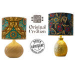 Lampe à poser abat-jour de haute gamme en wax pied en céramique de style vintage de la Collection Retro Art N°41 – Image 3