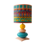 Lampe à poser abat-jour de haute gamme en wax pied galets en céramique de style vintage de la Collection Zen N° 56