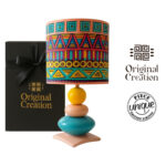 Lampe à poser abat-jour de haute gamme en wax pied galets en céramique de style vintage de la Collection Zen N° 56 – Image 3