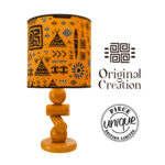 Lampe à poser abat-jour de haute gamme en wax pied galets en céramique de style vintage de la Collection Zen N° 58 – Image 3