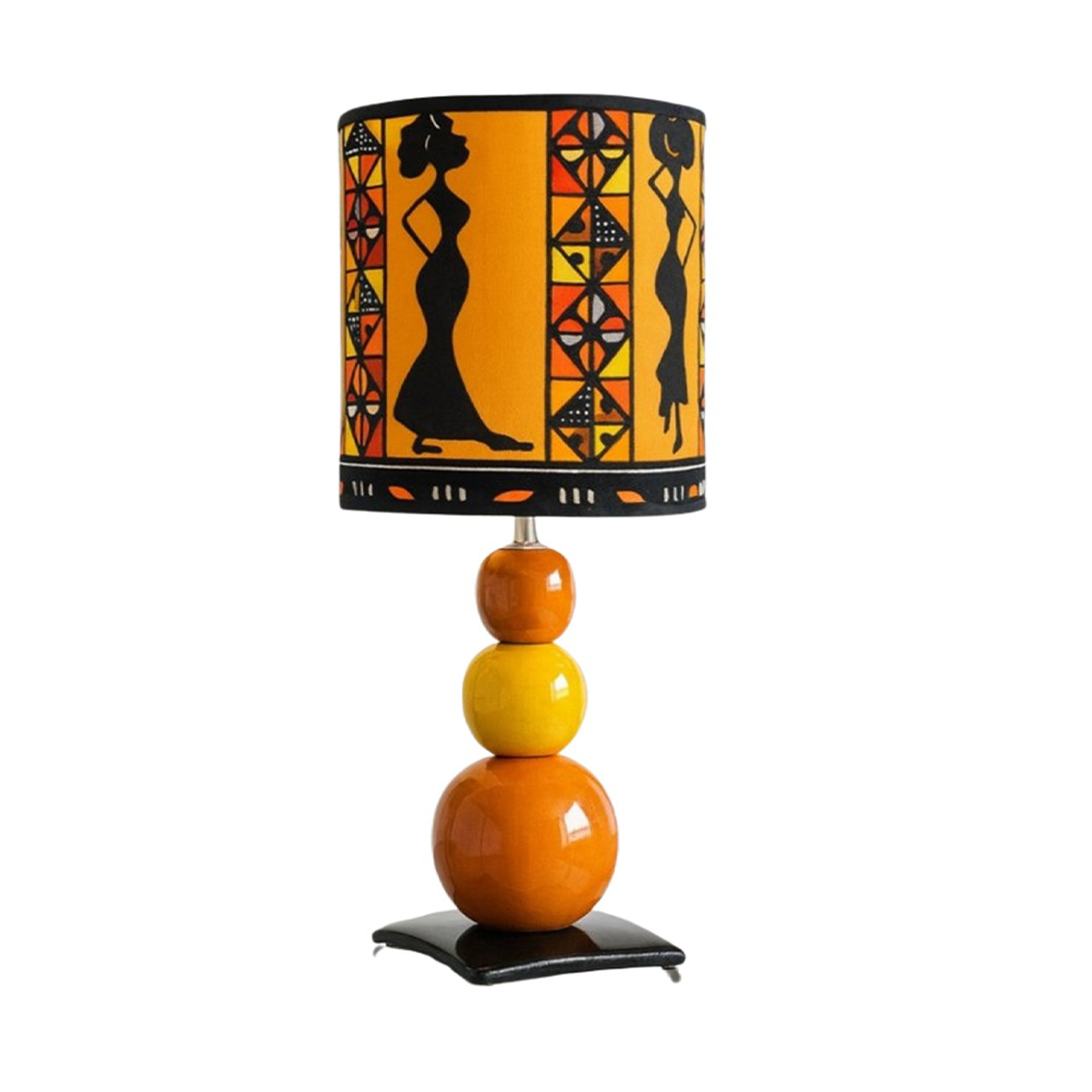 OCS-3357-B Lampe à poser abat-jour de haute gamme en wax pied galets en céramique de style vintage de la Collection Zen N° 57 – Image 1